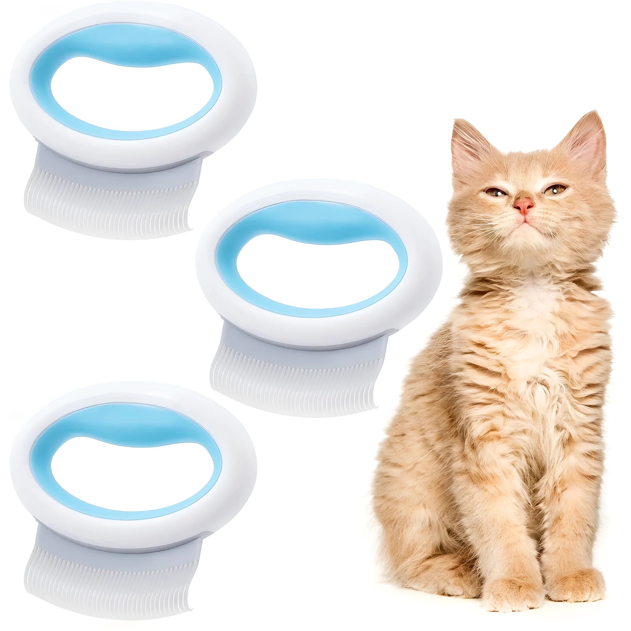 Blue pet grooming comb with ergonomic handle for cats and dogs