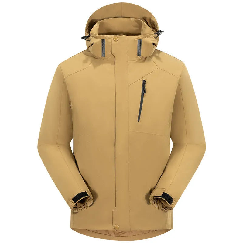 Men's three-in-one winter white down jacket in solid colour with hood and removable liner