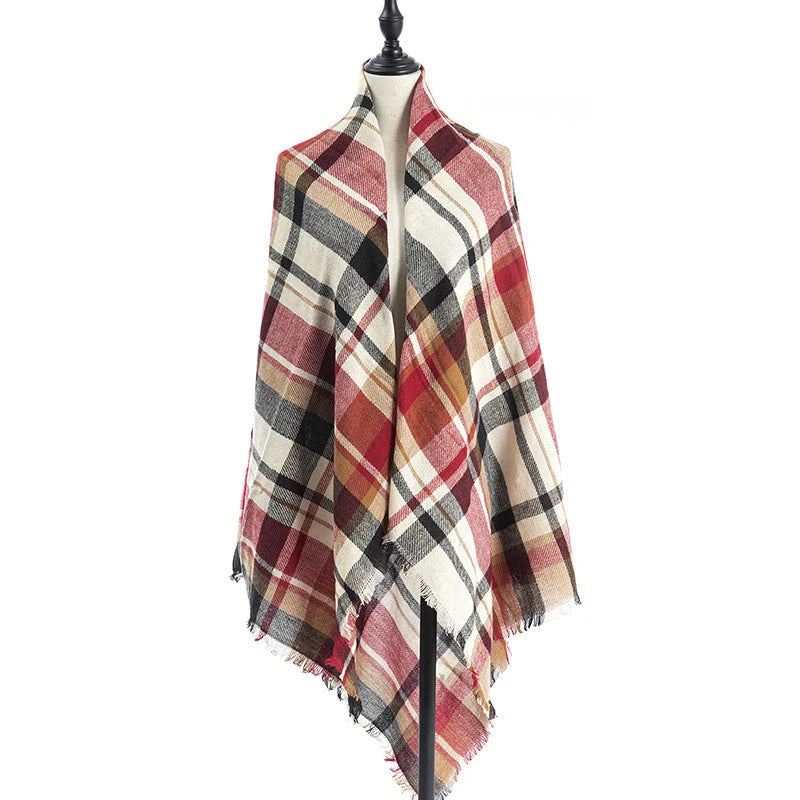Women's double-sided Qicaigei scarf shawl in imitation cashmere, 140x140cm