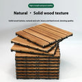 Four square pine wood floor tiles arranged together showing brushed surface texture