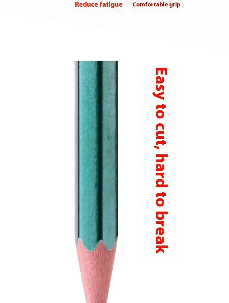Green Rod wooden pencils set of 10 with HB and 2B graphite grades and six-angle rod design