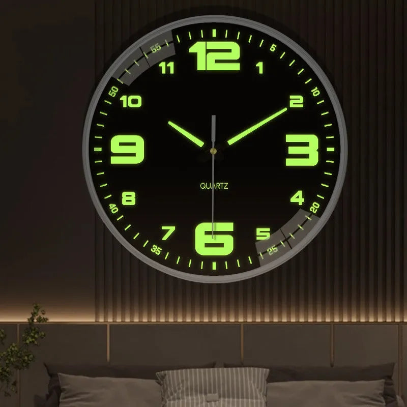 20cm diameter luminous modern wall clock with plastic construction in multiple colour options