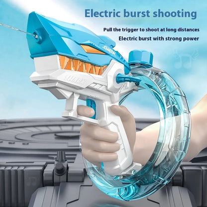 Powerful Shark-Themed Electric Water Gun with Sleek Design and Continuous Water Blasting