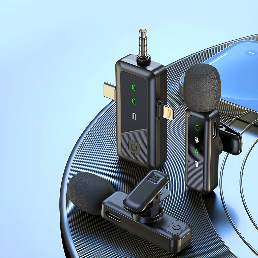 H65 Wireless Collar Clip Microphone three-in-one with type-C Apple adapter for Android Apple devices