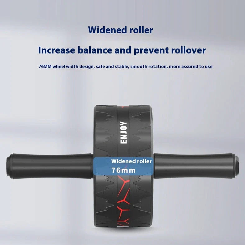 Abdominal exercise wheel with three-wheel design in flame red colour, showing textured handle and 18cm diameter