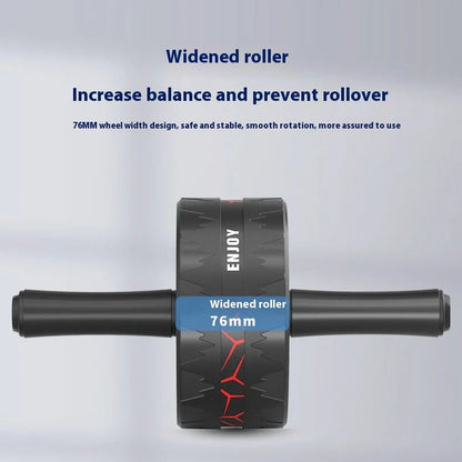 Abdominal exercise wheel with three-wheel design in flame red colour, showing textured handle and 18cm diameter