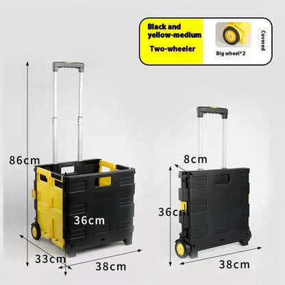 Foldable plastic household trolley with lid in various colours