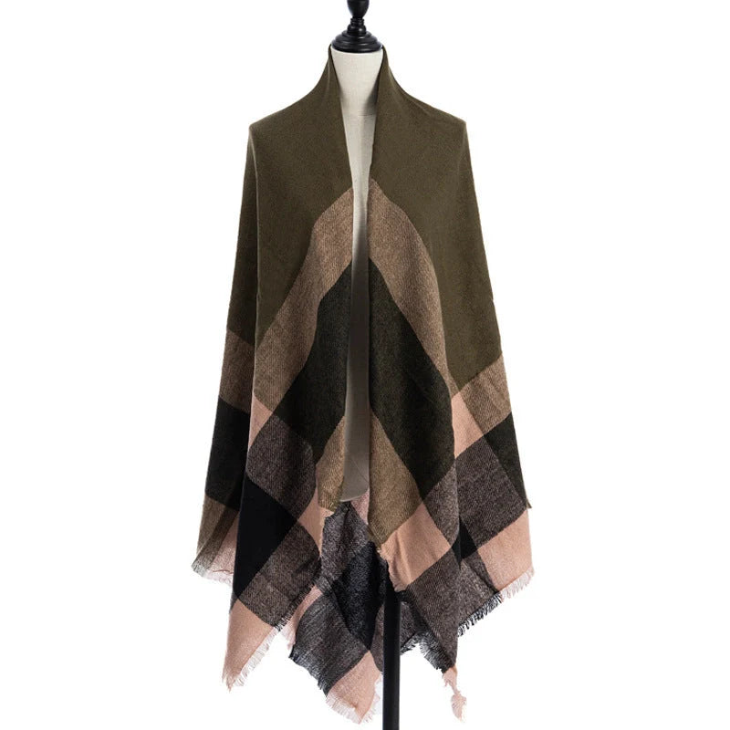 Women's double-sided Qicaigei scarf shawl in imitation cashmere, 140x140cm
