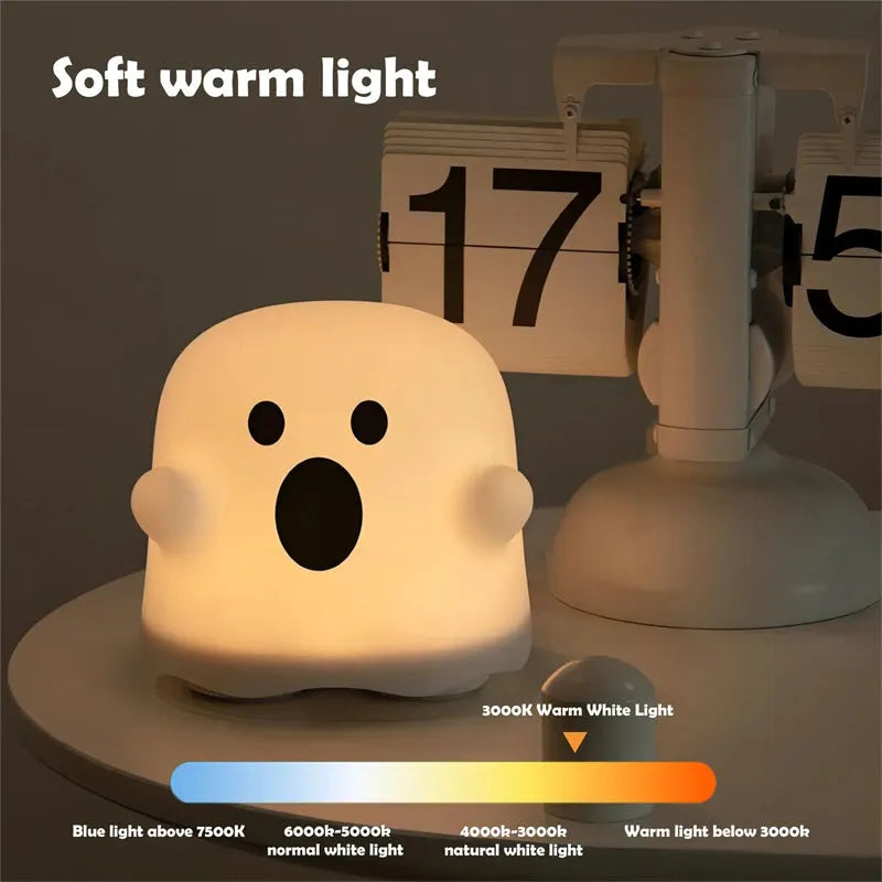 Silicone touch sensor night light showing soft glow illumination and compact design