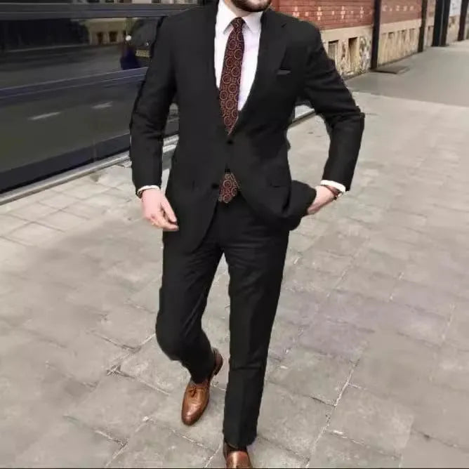 Men's slim fit business dress two button set in acetate fibre with jacket and trousers