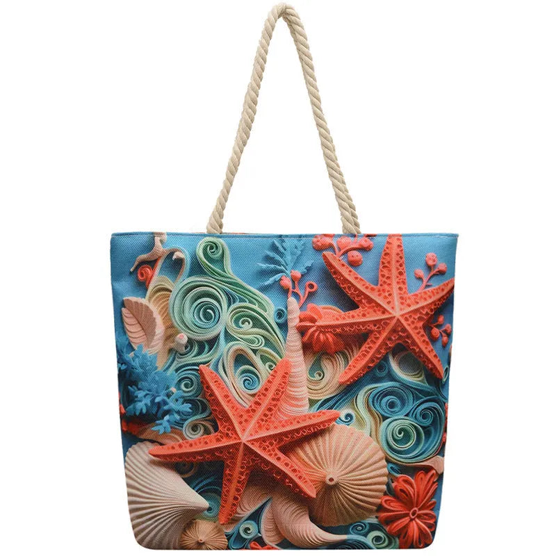 Cotton linen shoulder bag with double straps and horizontal square design in urban simplicity style