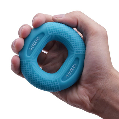 Adjustable silicone grip ring in various colours for finger and forearm training