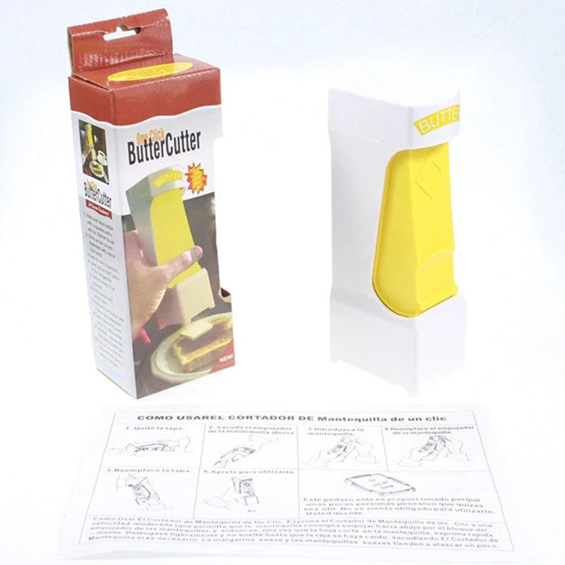 Yellow Stick Butter Cutter with stainless steel blades for easy slicing