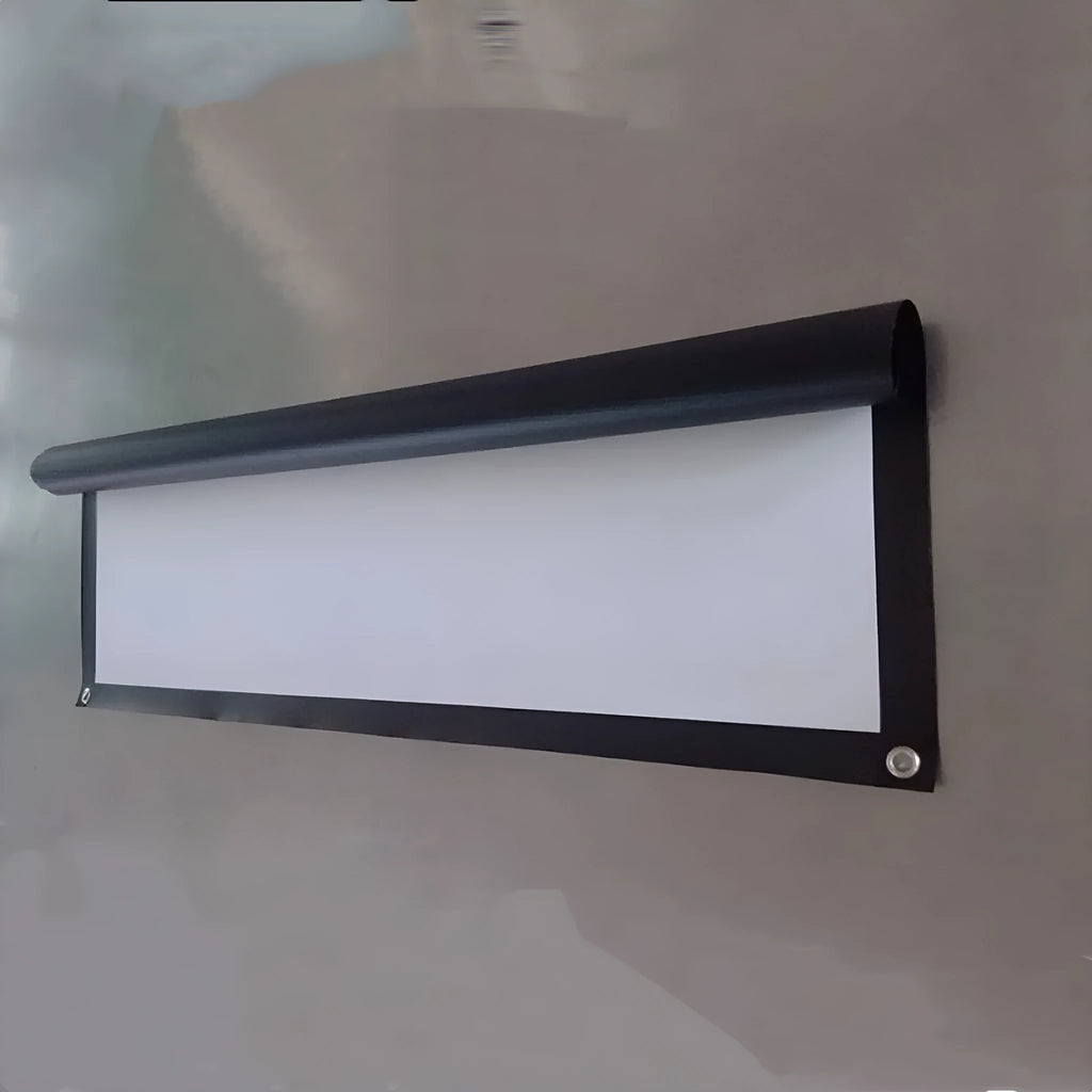 White plastic projector curtain screen, 100-inch 16:9, 2.21x1.25m, simple hanging design