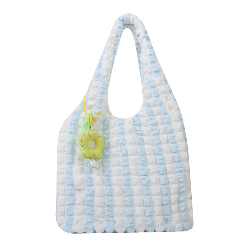 Women's pleated bubble handbag in five colour options with three-dimensional pockets