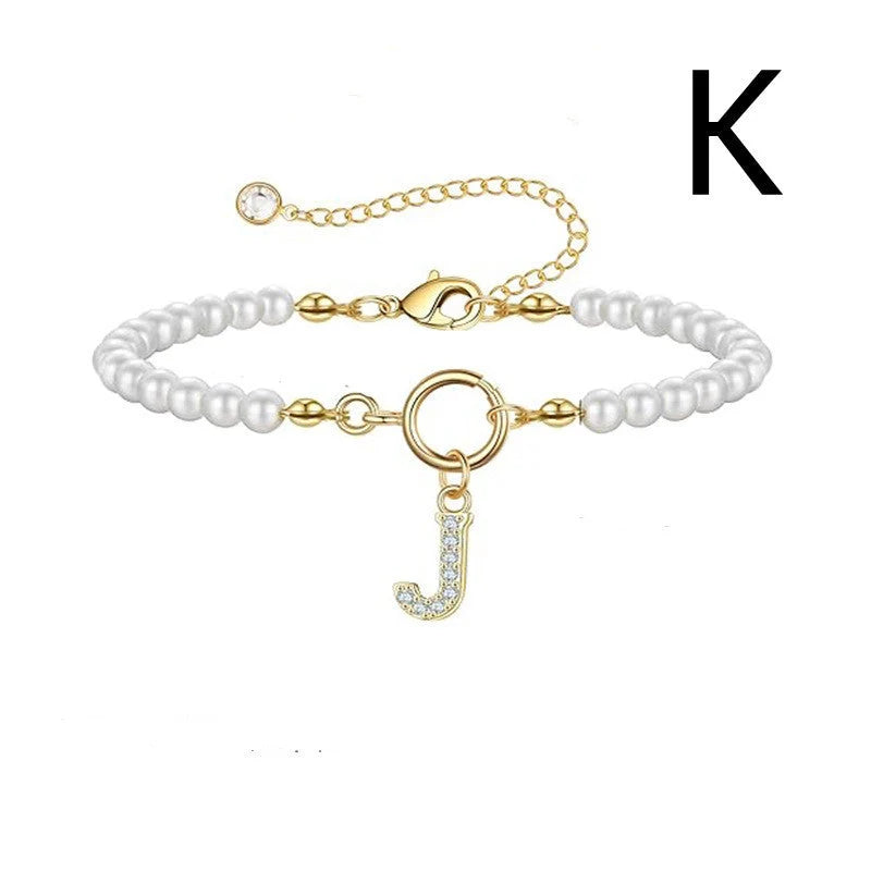 2024 personalised initial pearl bracelet for women with toggle clasp