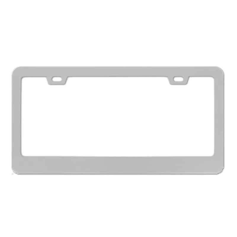 Minimalist black aluminium licence plate frame with square holes for an American Standard car