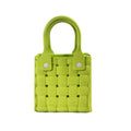 Light luxury minority beach messenger bag in pink, square vertical EVA woven design with double shoulder straps