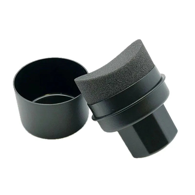 A black tyre polishing sponge brush with a lid, showing its high-density sponge applicator head.