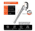 Aluminium heavy straight pipe wrench 18 inch with 95mm jaw opening on grey background