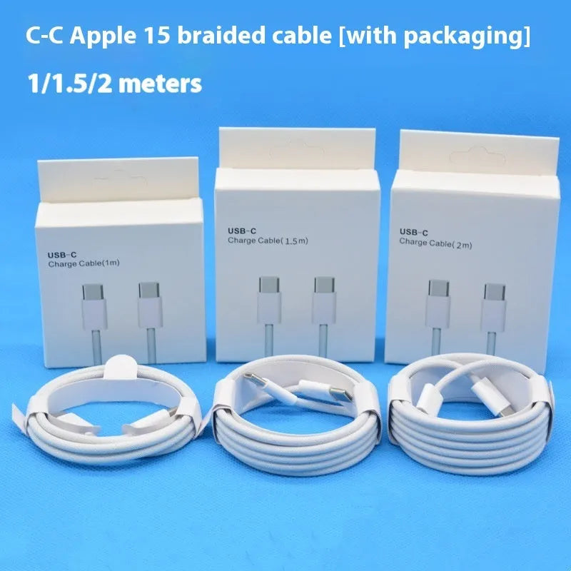White double-headed Type-C data cable 1m length for 5W fast charging