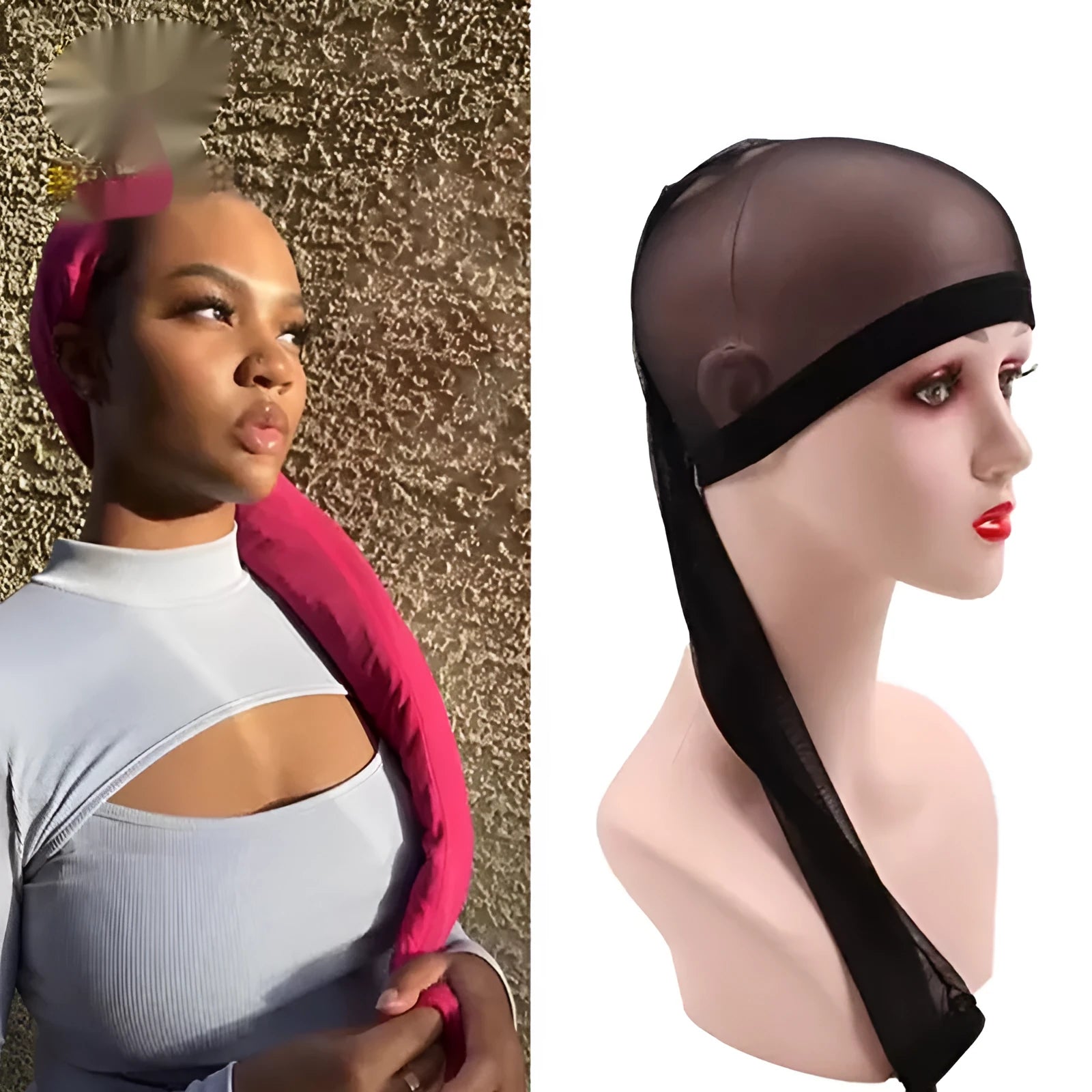 Ladies wig net mesh cap in various colours with breathable oversleeve construction