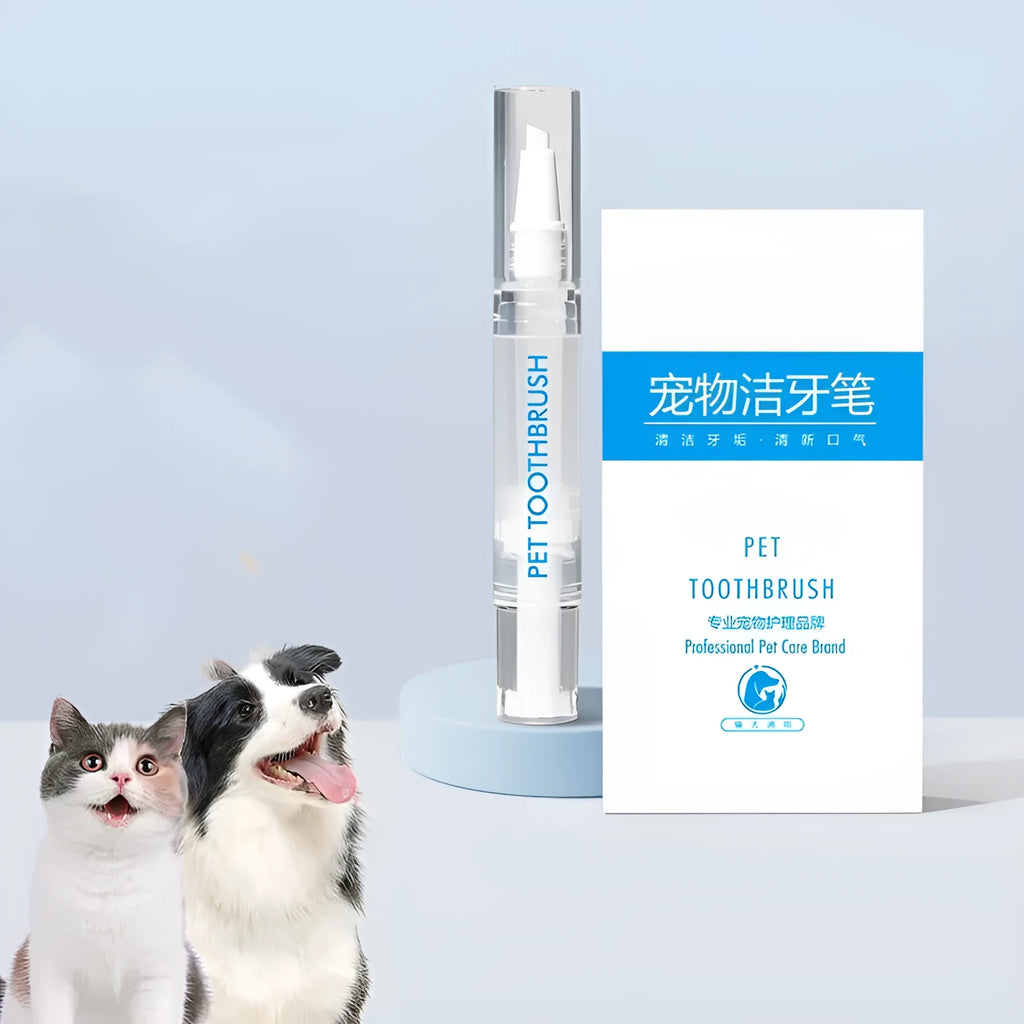 Pet toothbrush pen for dogs with built-in toothpaste dispenser