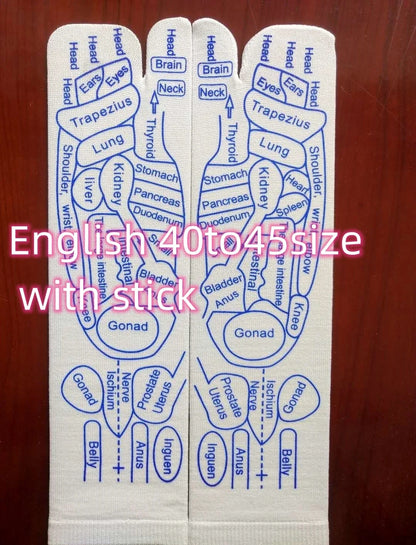 Acupressure foot massager socks with reflexology charts for enhanced therapy