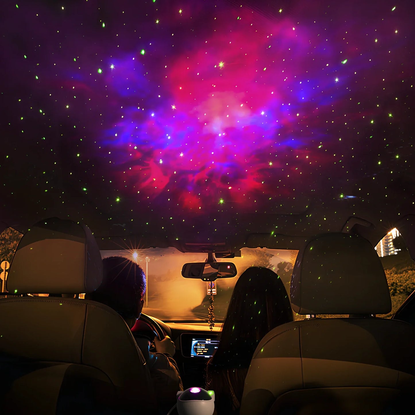 Astronaut galaxy projector showing adjustable nebula and star projection on ceiling