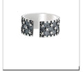 Adjustable sterling silver ring with geometric five-pointed star design for men and women