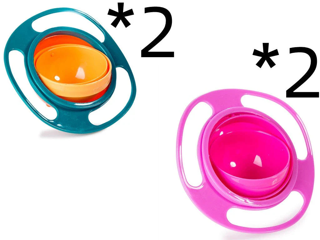 360 Rotate Universal Spill-proof Bowl for Babies in red, green, and blue