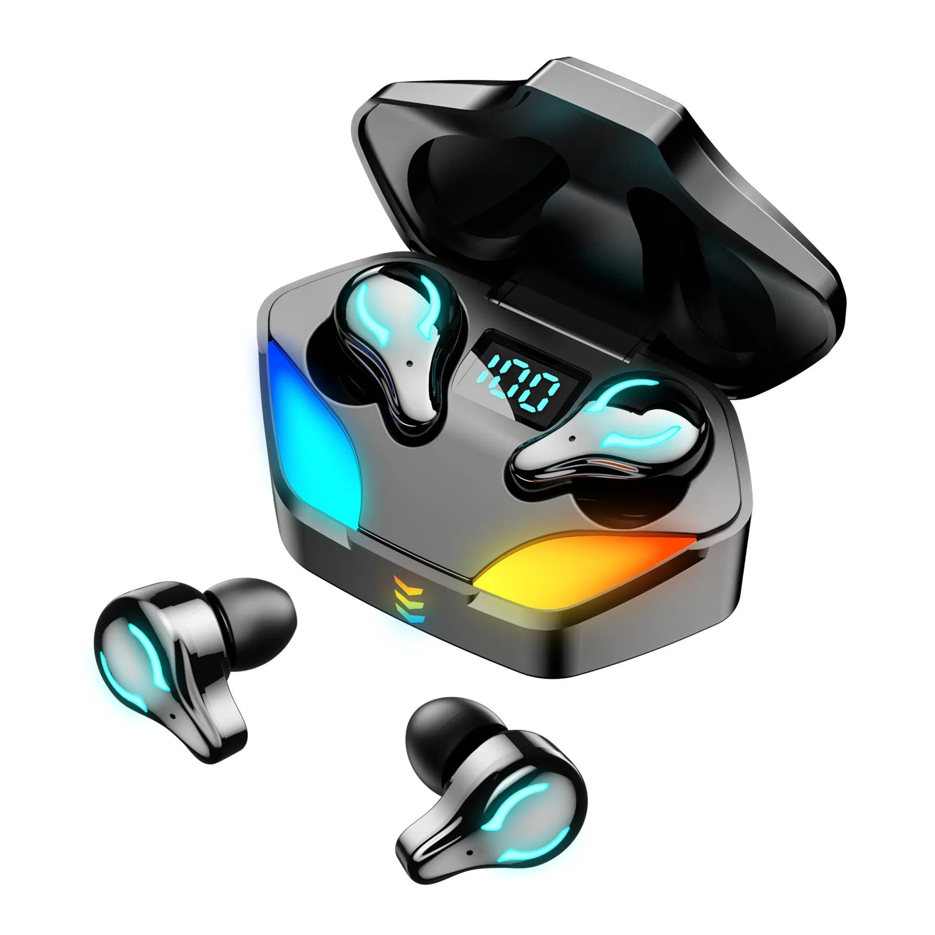 Wireless Bluetooth gaming headset with earplug-style earbuds for low-latency competitive gaming