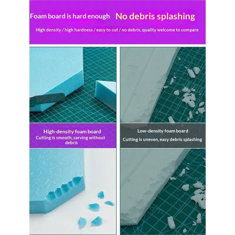 Ten blue high-density foam boards in five sizes for carving and architectural model making