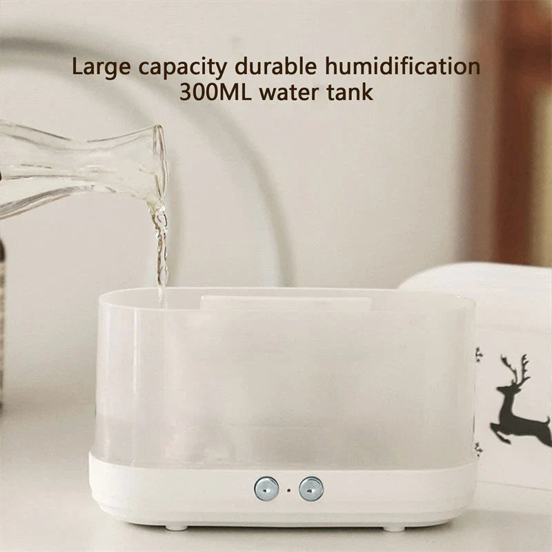 Cozy Flame Ultrasonic Diffuser Humidifier with Soothing LED Lights for Home Decor and Aromatherapy