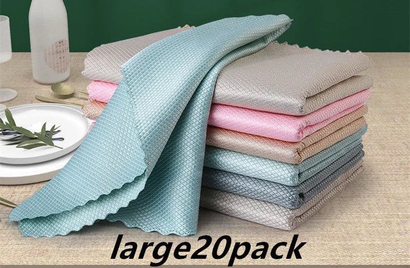 Microfiber dish cloth set for kitchen cleaning, available in multiple sizes and colours