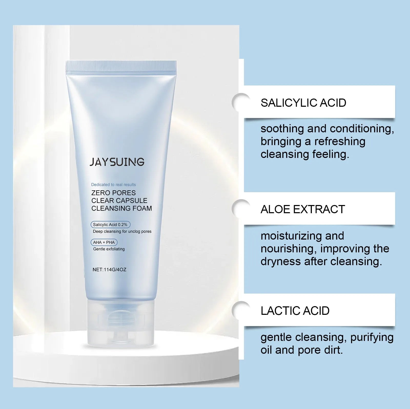 114g tube of salicylate facial cleansing gel with lactic acid and aloe extract