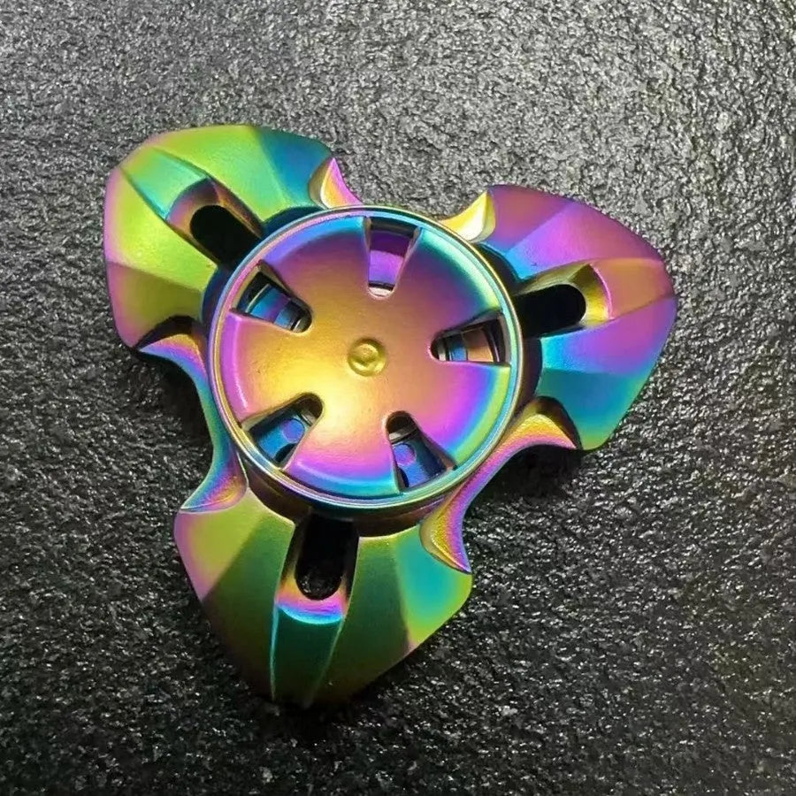 Alloy metal decompression gyro toy spinning on fingertips in gun colour finish