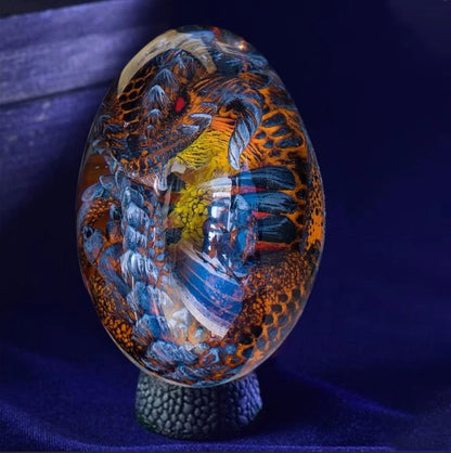 Lava Dragon Egg Desktop Decoration Dinosaur Egg Resin Crafts in various colours and base options