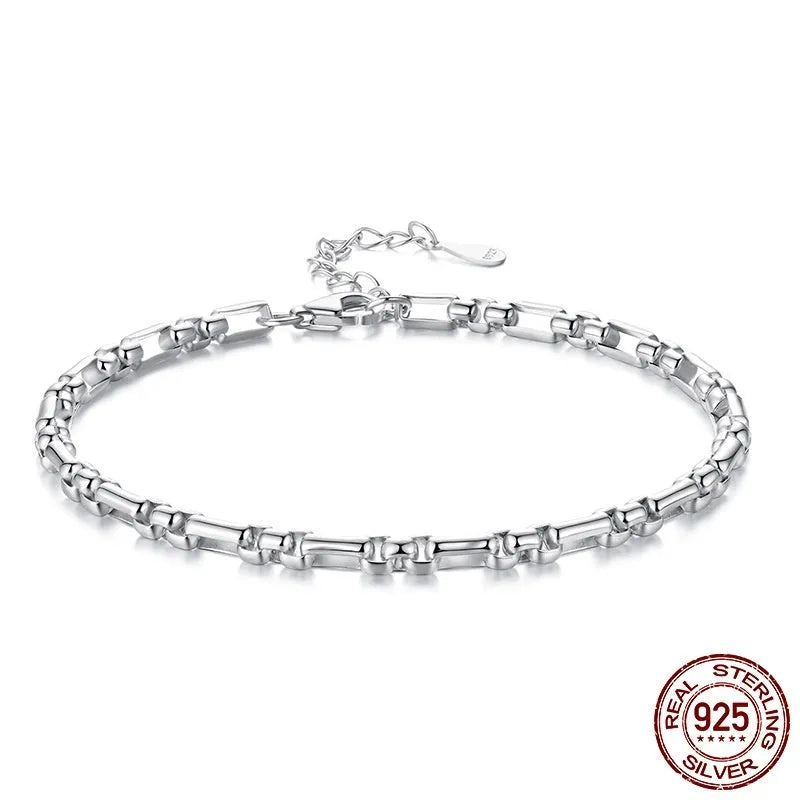 S925 sterling silver minimalist round box chain bracelet for women, electroplated finish, BSB231 colour, on neutral background