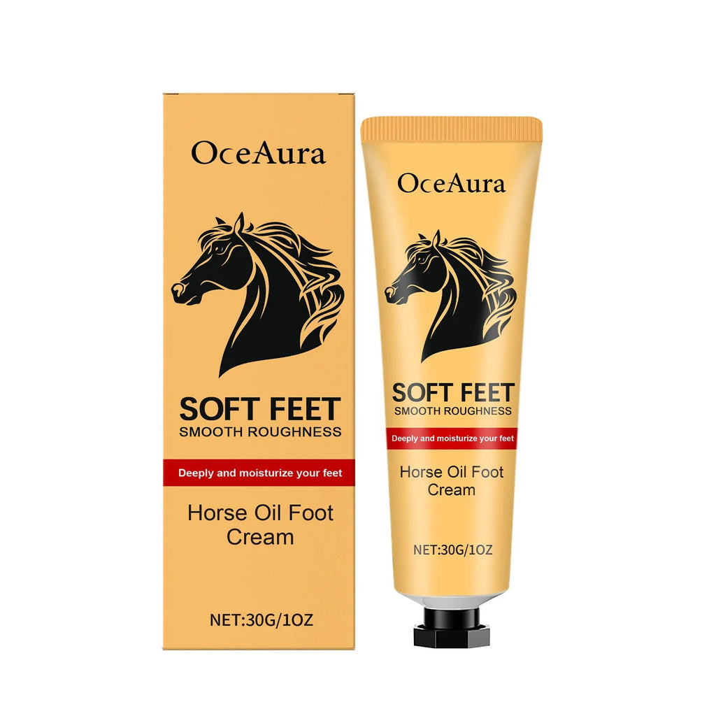 30g tube of horse oil foot and neck care cream for moisturising dry skin.
