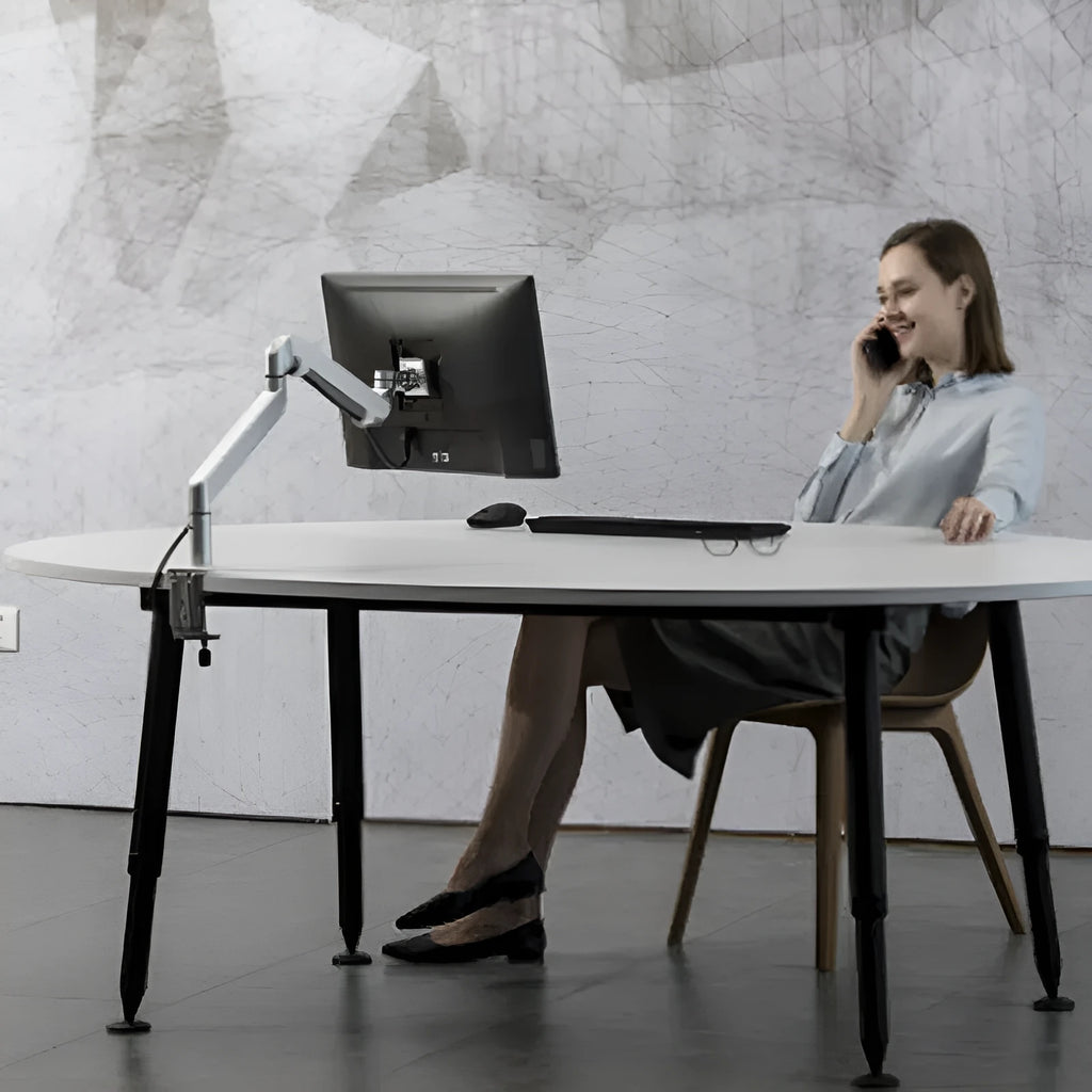 Aluminum alloy hover computer stand with air pressure arm bracket in silver colour