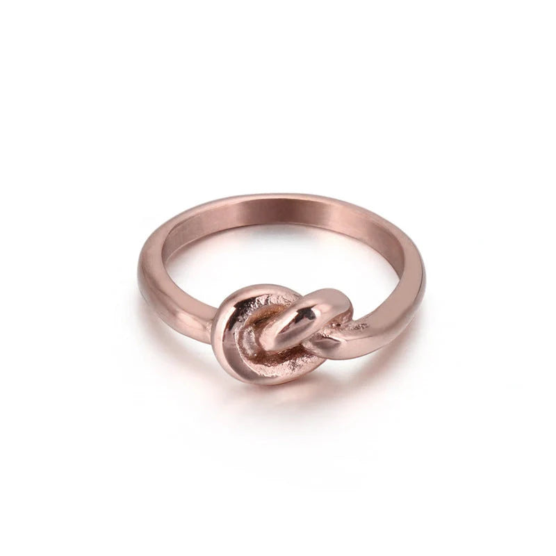 Truelove Knot Geometric Titanium Steel Ring in gold and rose gold finishes