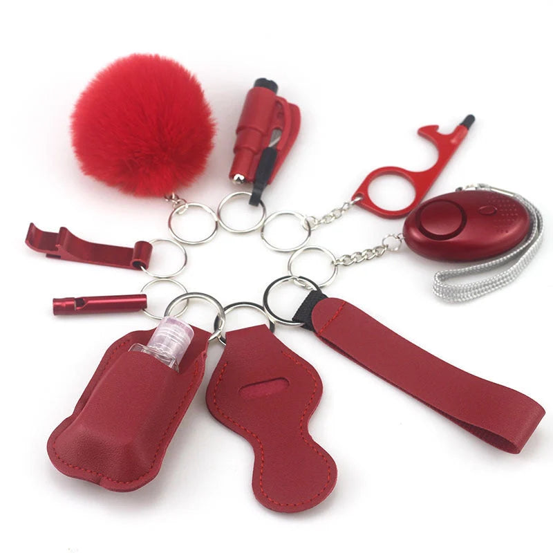 Keychain accessory bottles in various colours, made from durable artificial leather