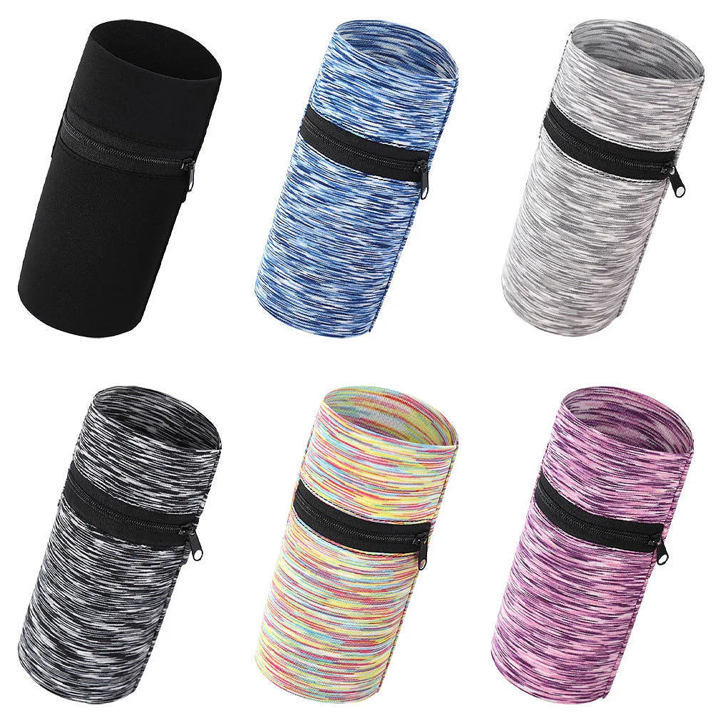 Sports armband phone holder in multiple colours including black, blue, grey, orange, green and striped patterns