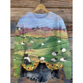 Little Flower digital printed floral pattern round neck sweater in polyester fibre