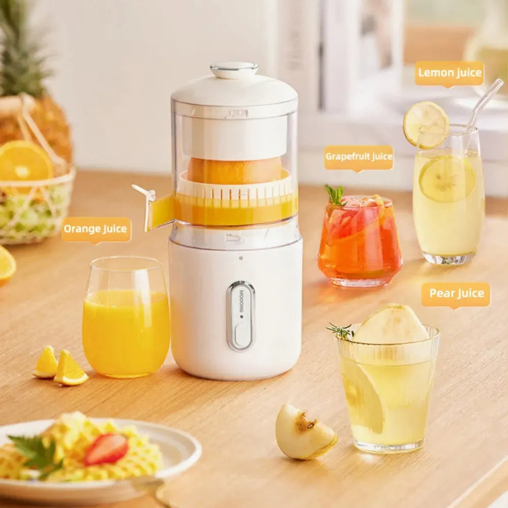 Fresh green portable electric juicer with USB-C charging port and removable parts