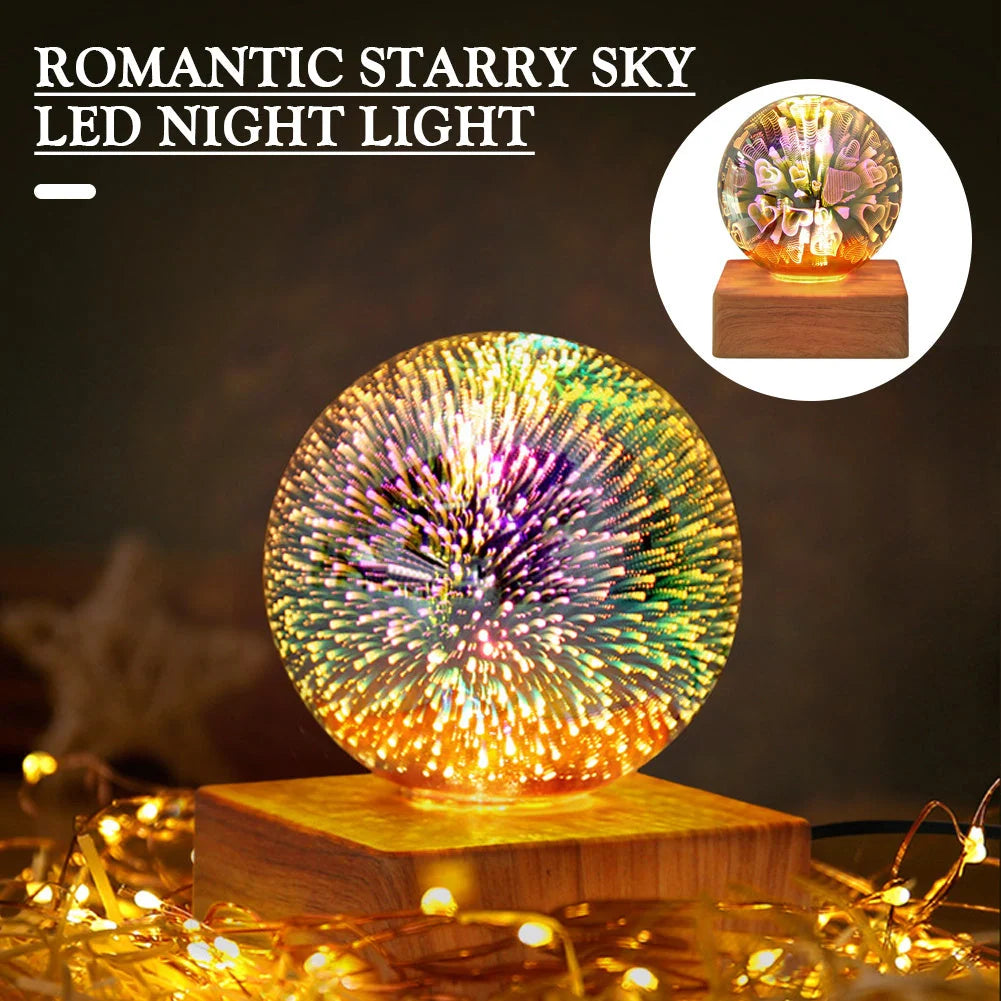 USB 3D Firework Crystals Ball Night Light with touch control and USB plug-in