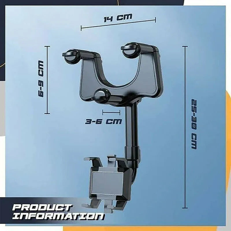 Car rearview mirror swivel navigation bracket in black with ABS plastic and nano-PU glue