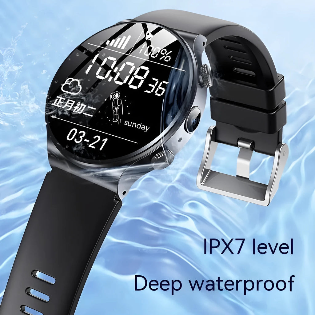 Smart watch with 1.28-inch screen in black or white showing time display