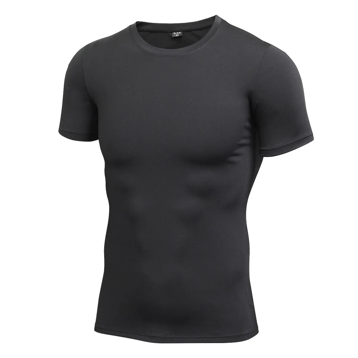 Men's solid colour short sleeve stretch quick-dry shirt for fitness exercise in multiple colours